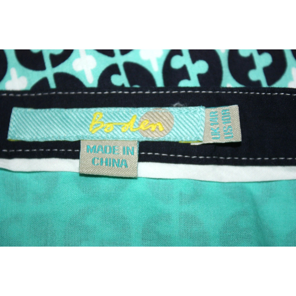 BODEN Green Blue Geometric Cotton Lined Skirt Knee Length Lined A Line 10 - Picture 5 of 6